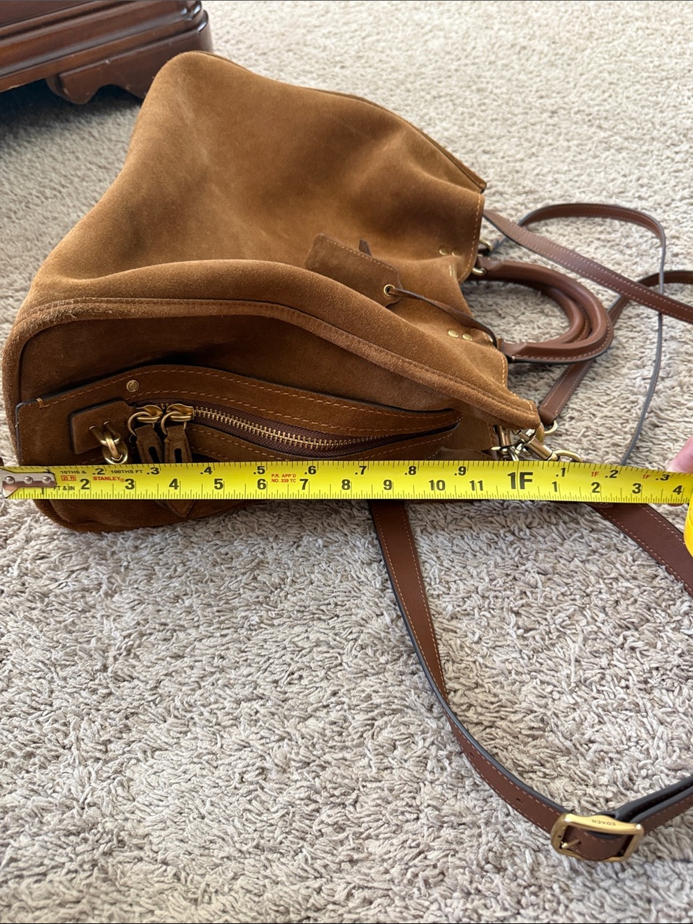Coach Chocolate Brown Suede Tote with Leather Trim - Picture 13 of 13
